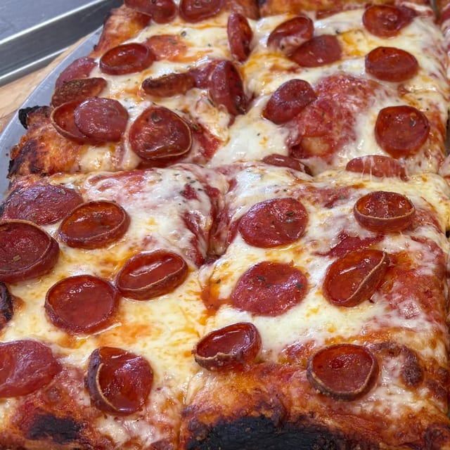 Square Pan Pepperoni Slice.